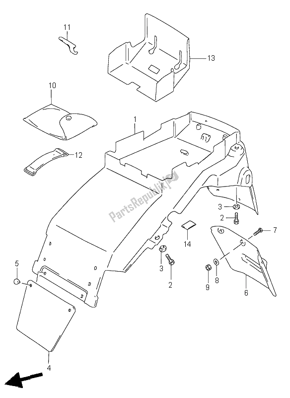 Tutte le parti per il Parafango Posteriore del Suzuki RF 900R 1997