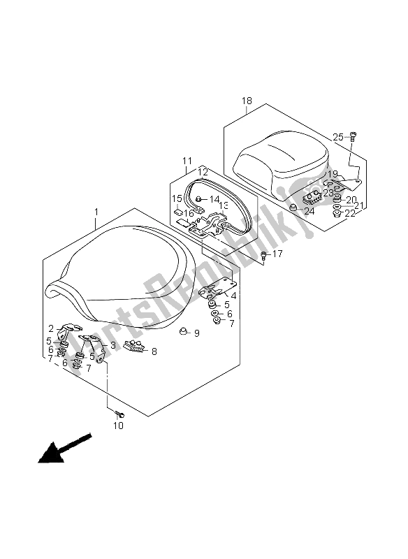 Alle onderdelen voor de Stoel van de Suzuki VL 1500 Intruder LC 2008