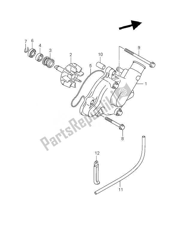 All parts for the Water Pump of the Suzuki DL 1000 V Strom 2007