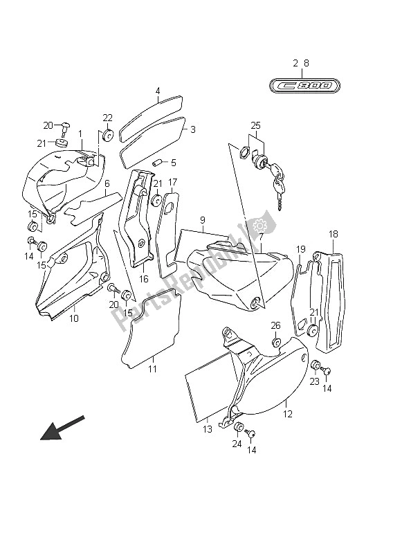 Tutte le parti per il Copertura Telaio (vl800ue E19) del Suzuki C 800 VL Intruder 2011