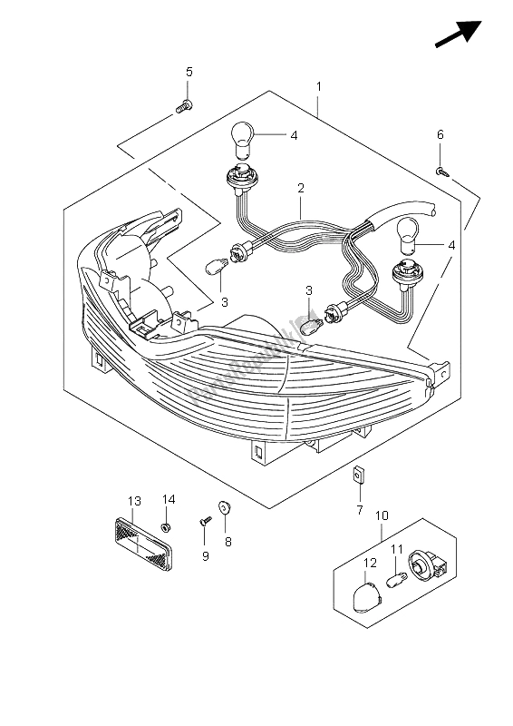 All parts for the Rear Combination Lamp of the Suzuki UH 200 Burgman 2009