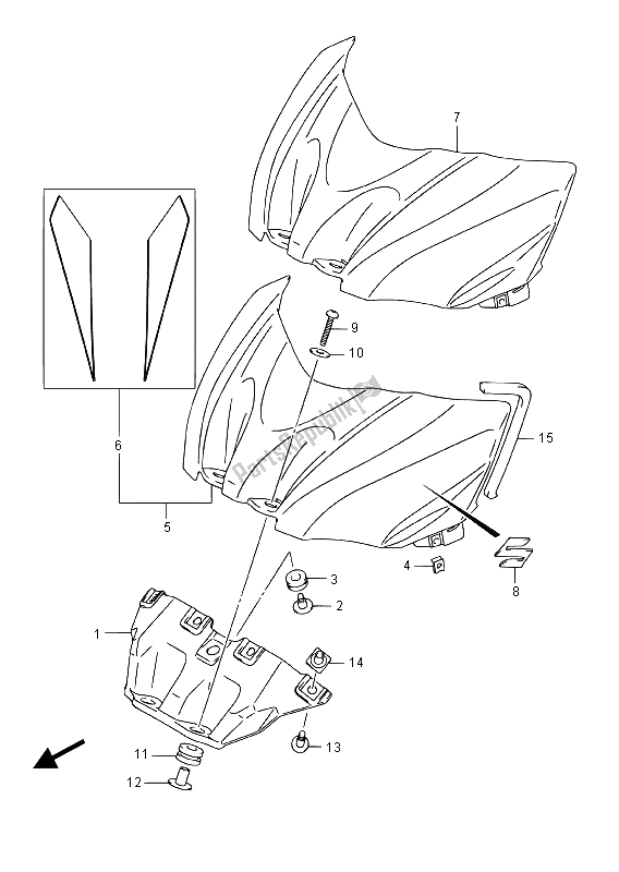 Alle onderdelen voor de Voorklep Brandstoftank van de Suzuki GSX R 1000A 2015