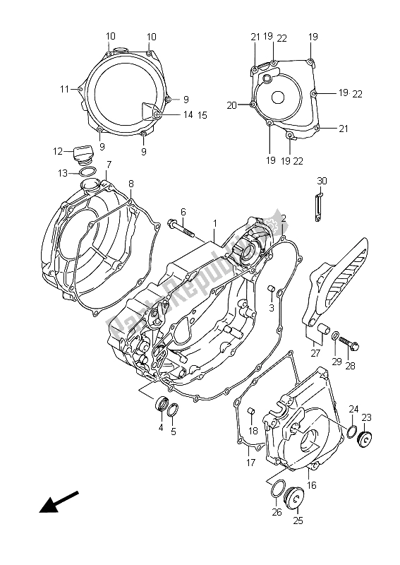 All parts for the Crankcase Cover of the Suzuki RM Z 450 2015