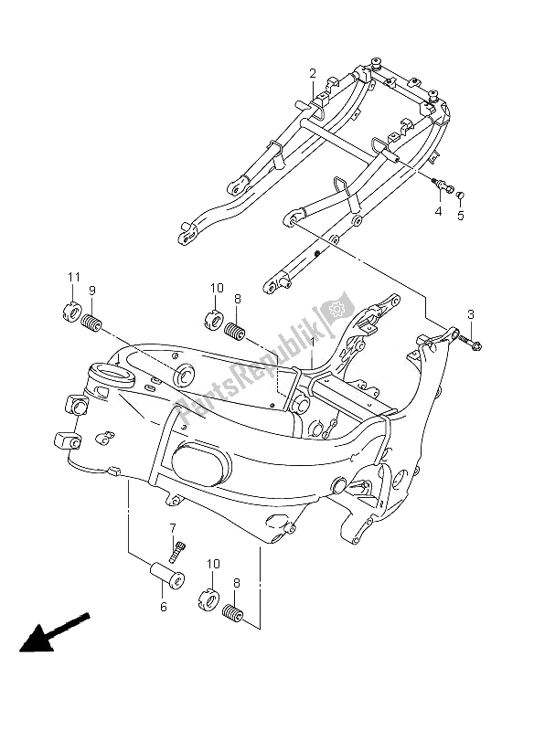 All parts for the Frame of the Suzuki GSX 1300R Hayabusa 2010