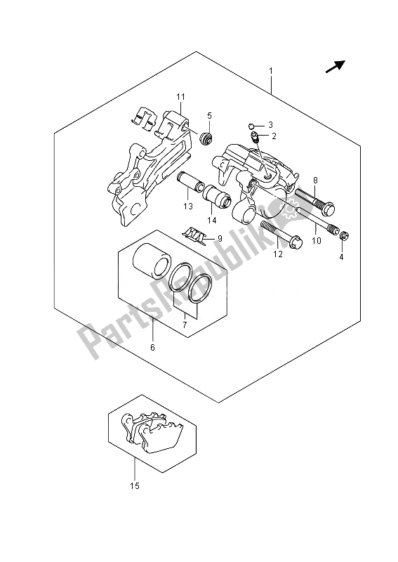 All parts for the Rear Caliper (sfv650) of the Suzuki SFV 650A Gladius 2014