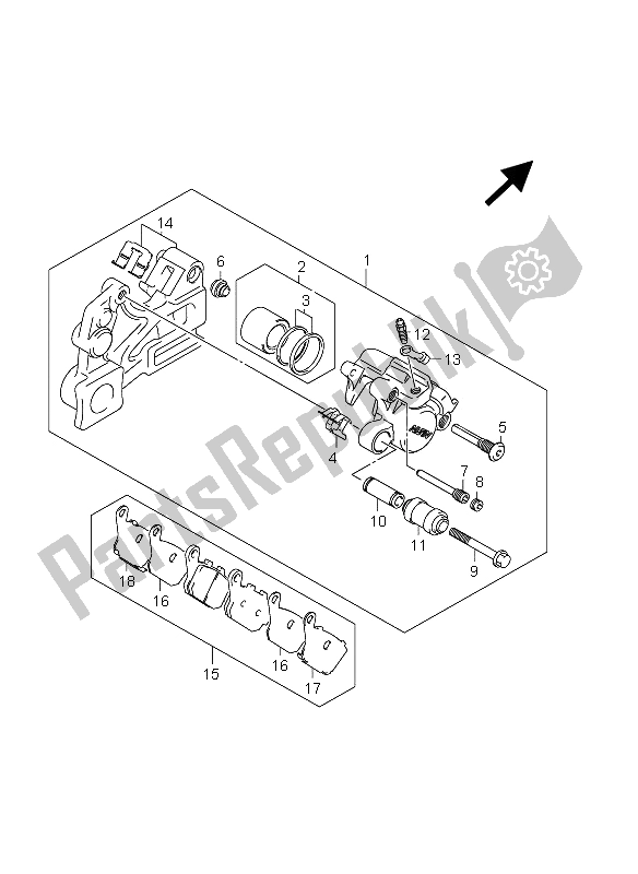 Tutte le parti per il Pinza Posteriore (gsr750 E21) del Suzuki GSR 750A 2012