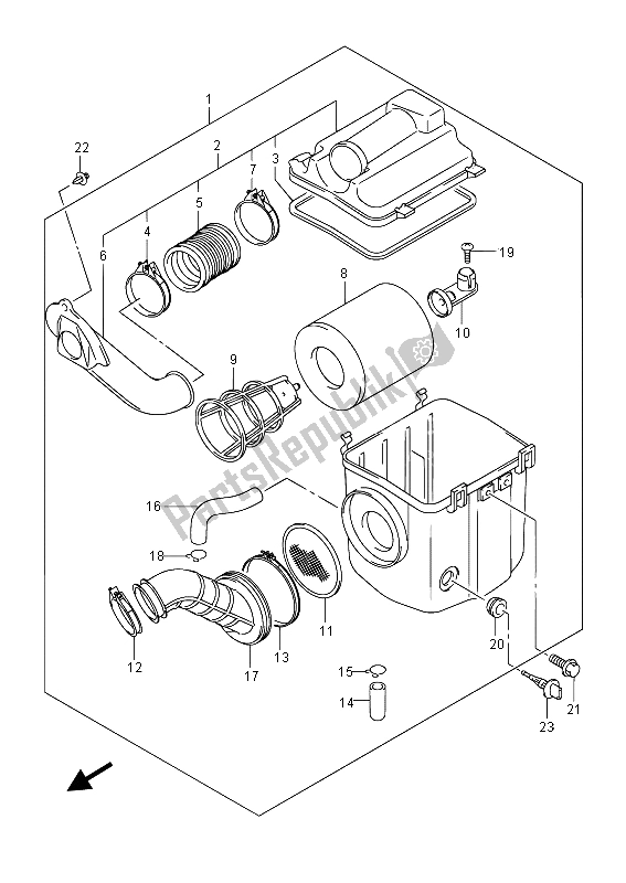 All parts for the Air Cleaner (lt-a400fz) of the Suzuki LT A 400 FZ Kingquad ASI 4X4 2015