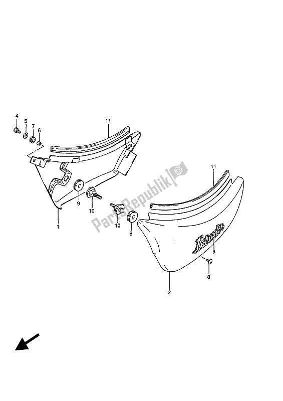 All parts for the Frame Cover of the Suzuki VS 750 Glfp Intruder 1986