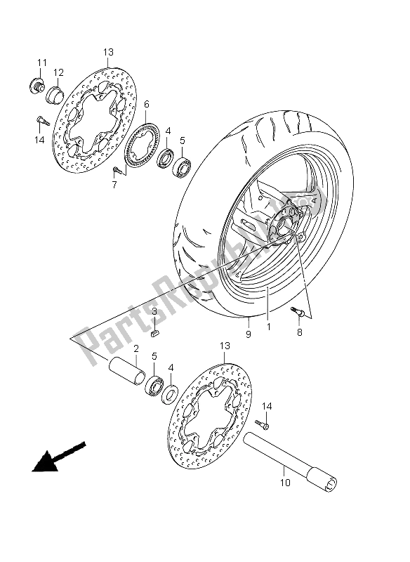 All parts for the Front Wheel (gsx1300bka-au2) of the Suzuki GSX 1300 BKA B King 2008