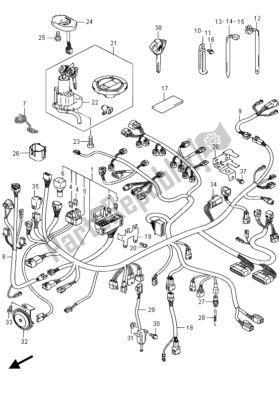 Toutes les pièces pour le Faisceau De Câbles (gsx1300ra E19) du Suzuki GSX 1300 RA Hayabusa 2015