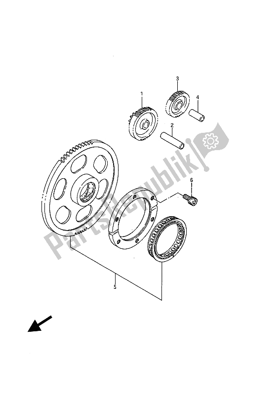 All parts for the Starter Clutch of the Suzuki VS 750 FP Intruder 1988