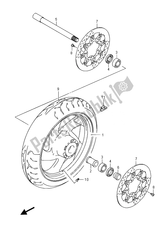 Todas as partes de Roda Dianteira (vzr1800z E02) do Suzuki VZR 1800 M Intruder 2014