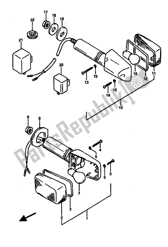 All parts for the Turnsignal Lamp of the Suzuki GSX R 750 1988