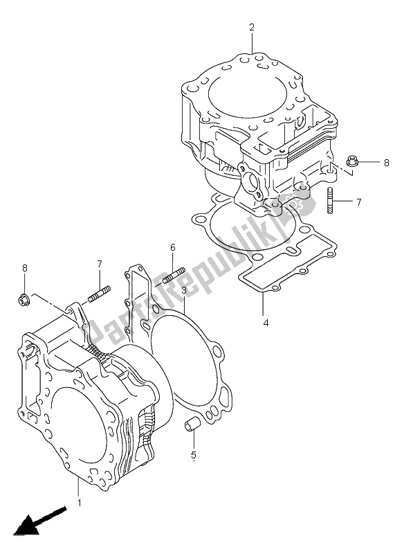 All parts for the Cylinder of the Suzuki DL 1000 V Strom 2006