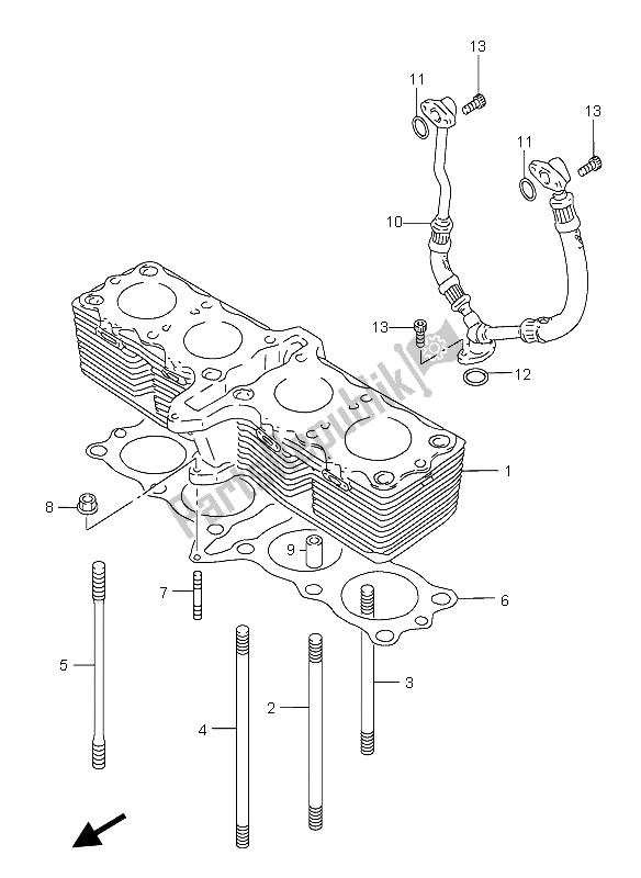 All parts for the Cylinder of the Suzuki GSX 750F 2006