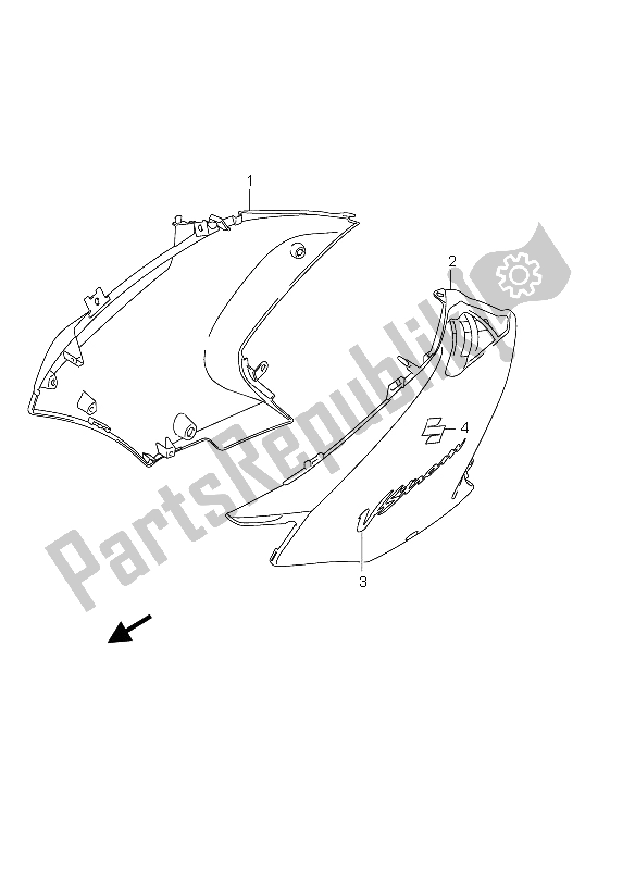 All parts for the Side Cowling of the Suzuki DL 650 V Strom 2004