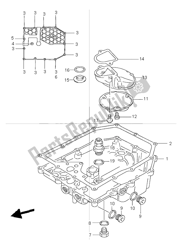 Alle onderdelen voor de Olie Pan van de Suzuki GSX 1200 Inazuma 1999