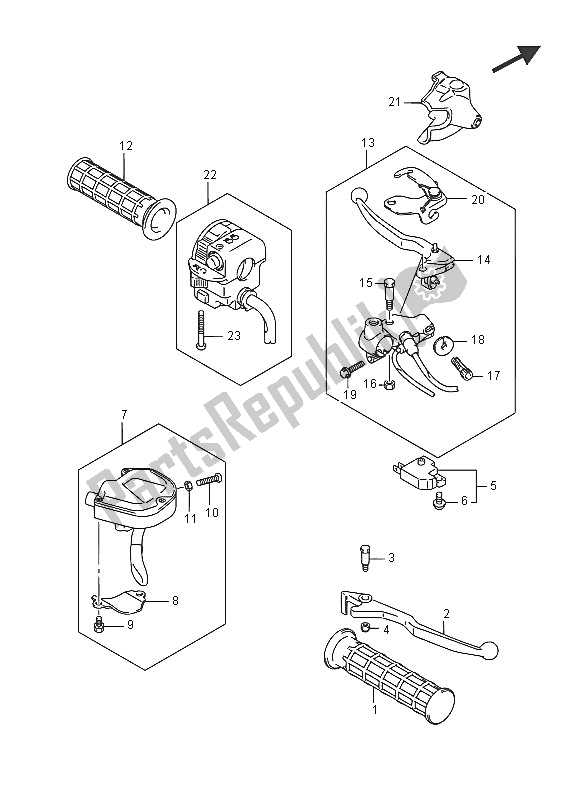 All parts for the Handle Lever of the Suzuki LT A 750 XPZ Kingquad AXI 4X4 2016