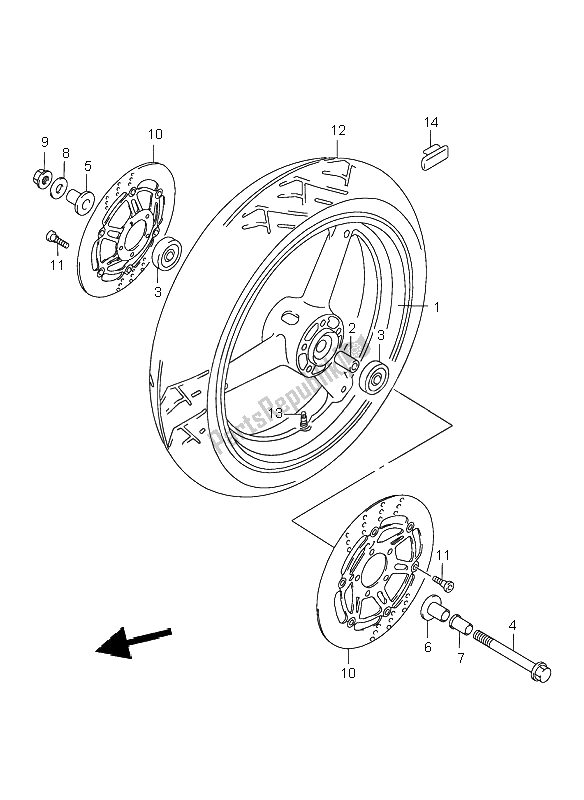 Wszystkie części do Przednie Ko? O Suzuki GSX 750F 1999