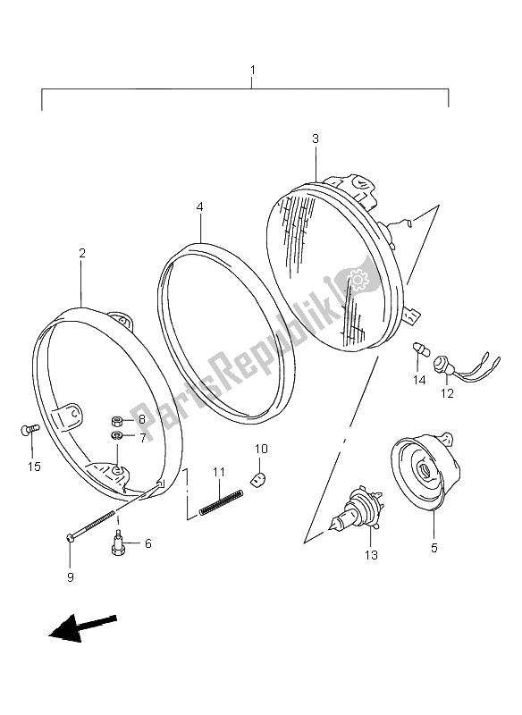 Alle onderdelen voor de Koplamp van de Suzuki GSX 750 2001