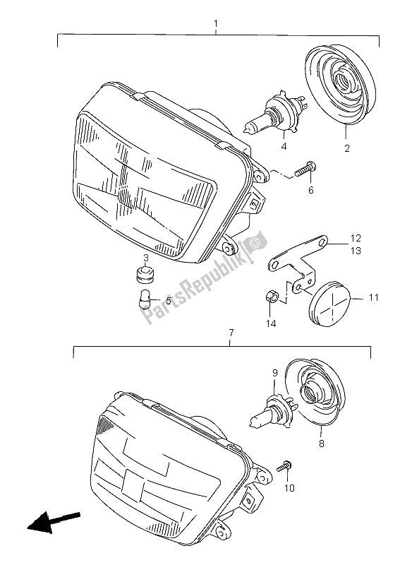 Toutes les pièces pour le Lampe Frontale (gsf1200s) du Suzuki GSF 1200 NS Bandit 1996