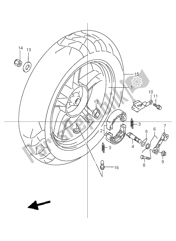 All parts for the Rear Wheel of the Suzuki TR 50S Street Magic 2000