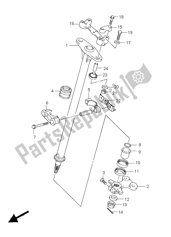 All parts for the Steering Shaft of the Suzuki LT R 450Z Quadracer 2009