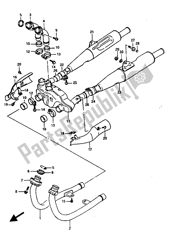 Alle onderdelen voor de Geluiddemper van de Suzuki GV 1400 Gdgcgt 1986