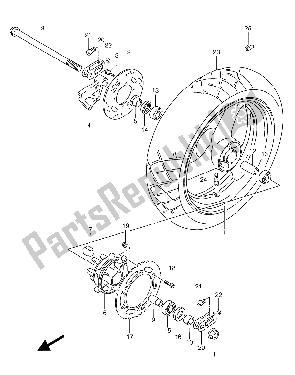 Toutes les pièces pour le Roue Arrière du Suzuki RGV 250 1994