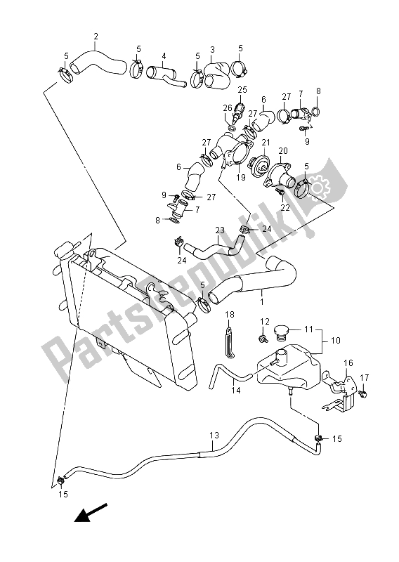 Todas las partes para Manguera Del Radiador de Suzuki DL 650 XA V Strom 2015