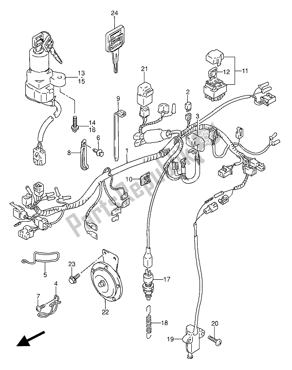 Alle onderdelen voor de Kabelboom van de Suzuki GS 500 EU 1989