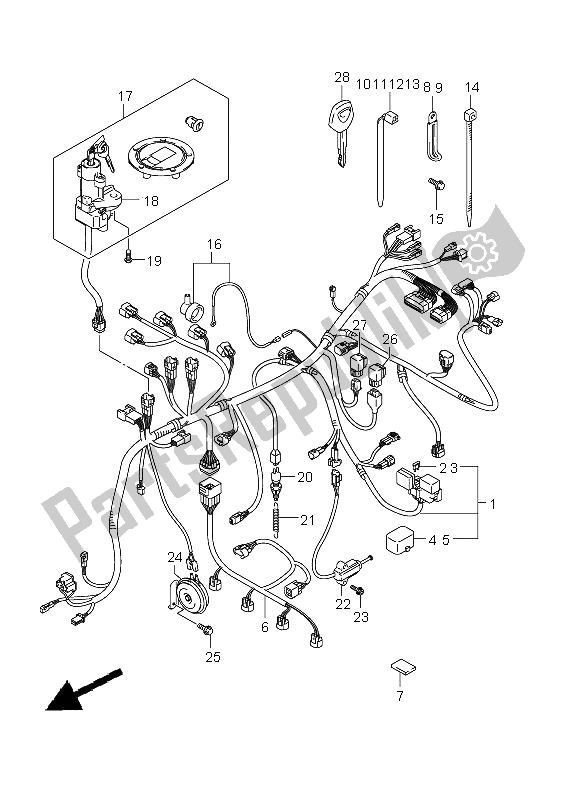 All parts for the Wiring Harness (gsf1250 E24) of the Suzuki GSF 1250A Bandit 2011