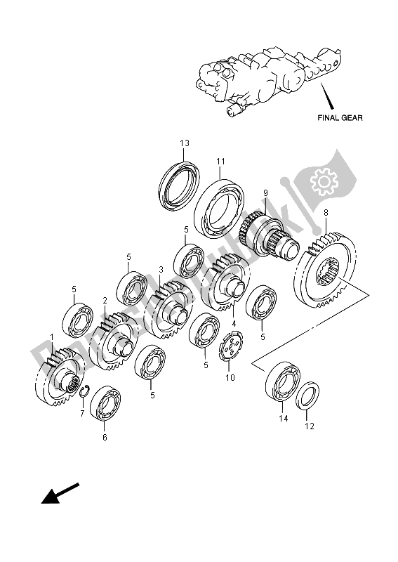 All parts for the Final Gear of the Suzuki AN 650Z Burgman Executive 2015