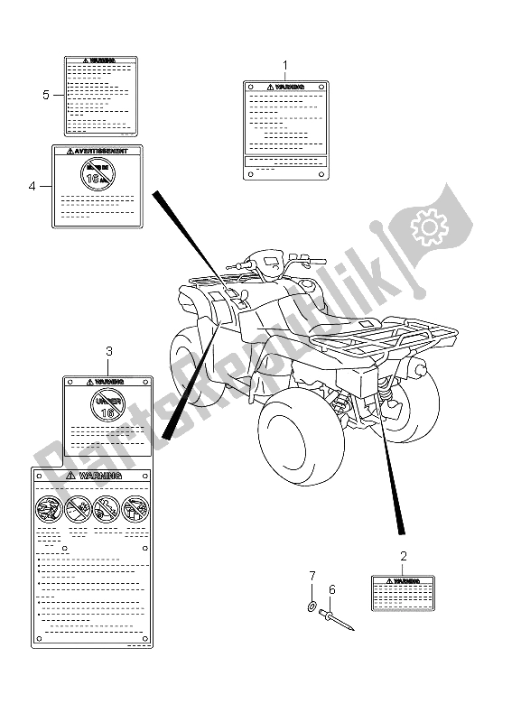 All parts for the Label (lt-a750xpz P17) of the Suzuki LT A 750 XPZ Kingquad AXI 4X4 2012