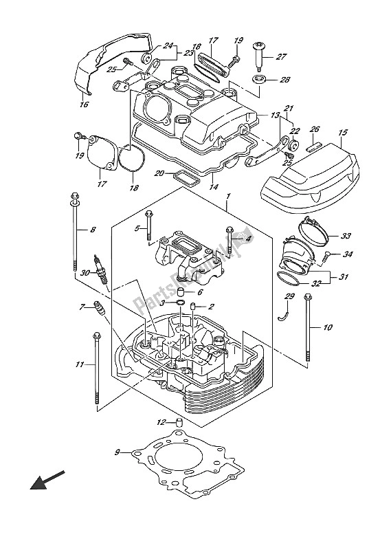Todas las partes para Culata (delantera) de Suzuki VL 1500T Intruder 2016