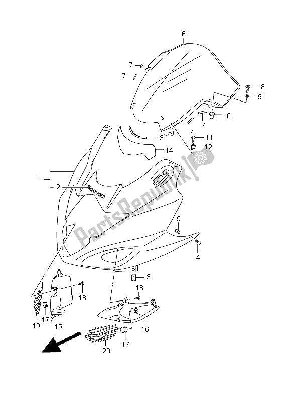 Toutes les pièces pour le Corps De Capotage du Suzuki GSX 650 FA 2009