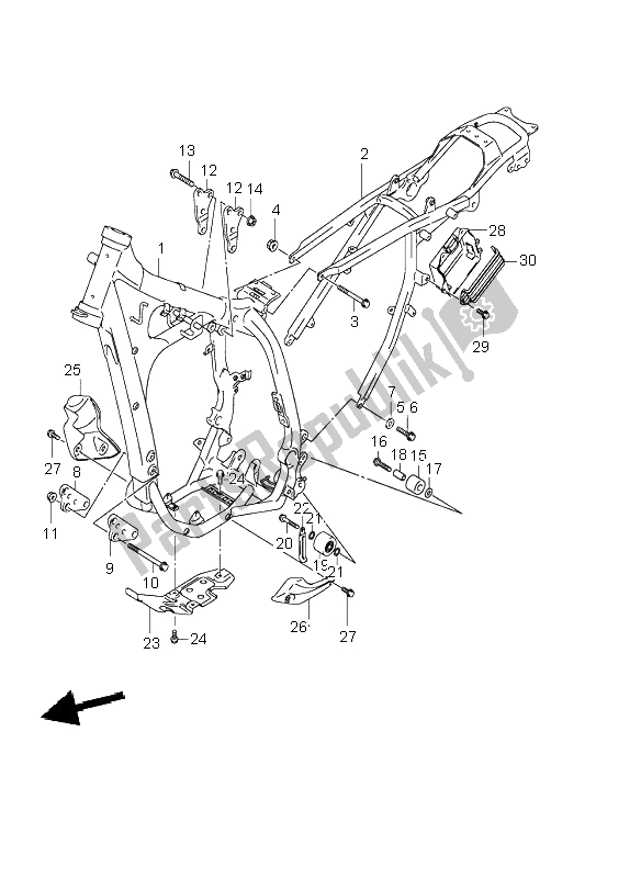 All parts for the Frame of the Suzuki DR Z 400S 2003