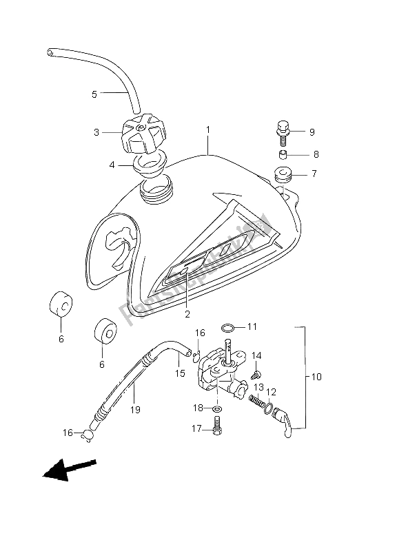 Todas as partes de Tanque De Combustível do Suzuki LT 50 Quadrunner 2003