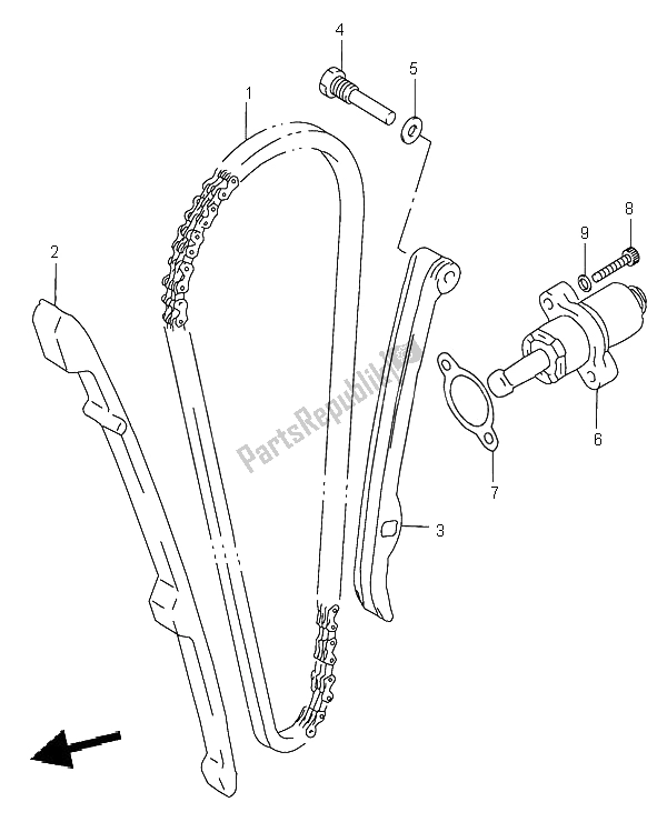 All parts for the Cam Chain of the Suzuki LT A 500F Quadmaster 2001