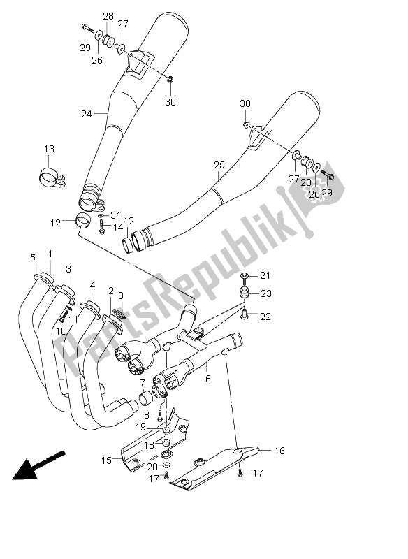 Toutes les pièces pour le Silencieux du Suzuki GSX 1400 2003