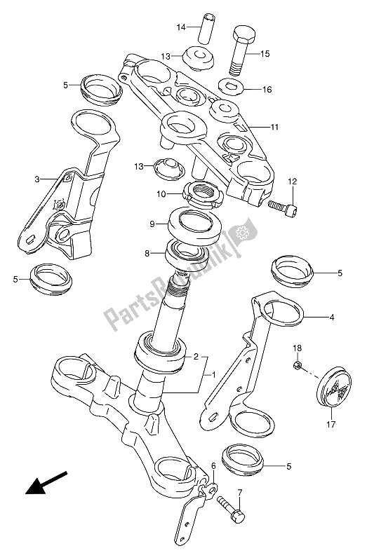 Tutte le parti per il Gambo Dello Sterzo del Suzuki GS 500 EU 1992