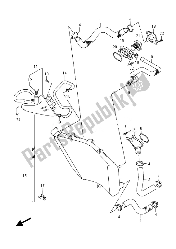 All parts for the Radiator Hose of the Suzuki GSX R 750 2014