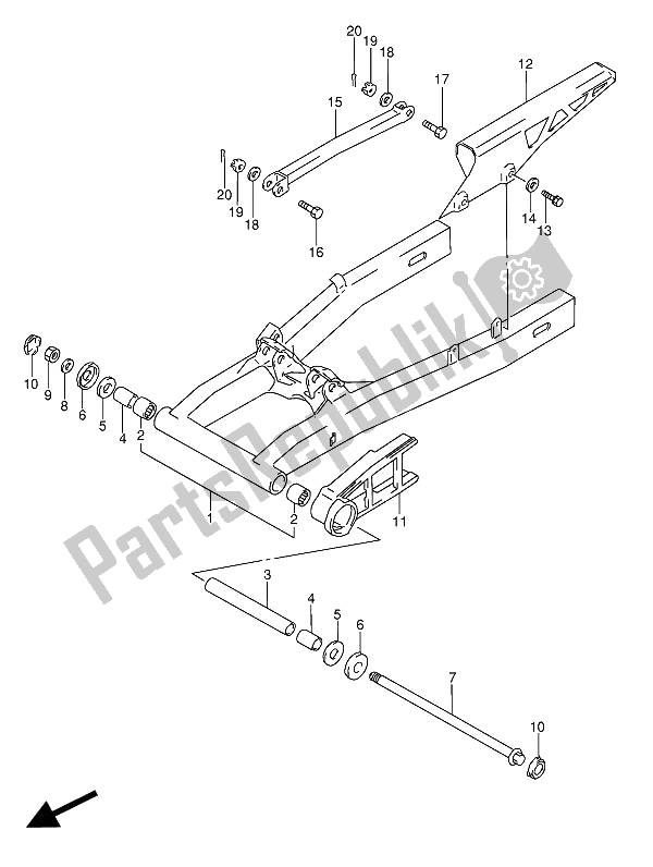 Todas las partes para Brazo Oscilante Trasero de Suzuki GSX 600 FUU2 1993