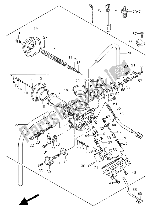 Alle onderdelen voor de Carburator van de Suzuki VL 800 Volusia 2002