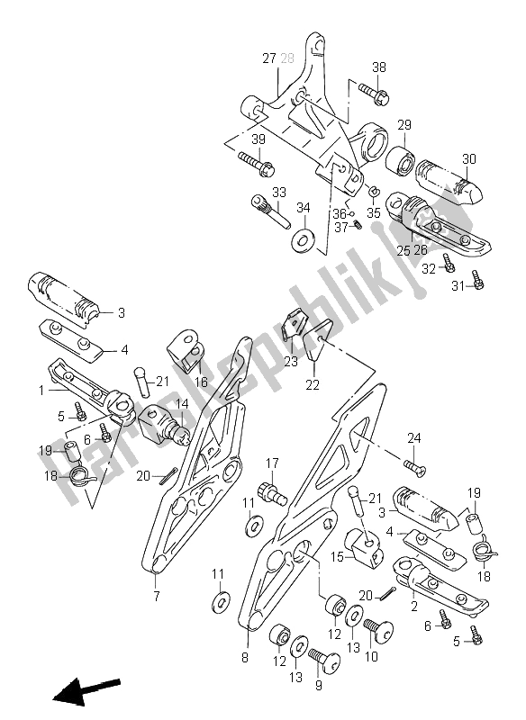 Alle onderdelen voor de Voetensteun van de Suzuki GSX R 1100W 1995