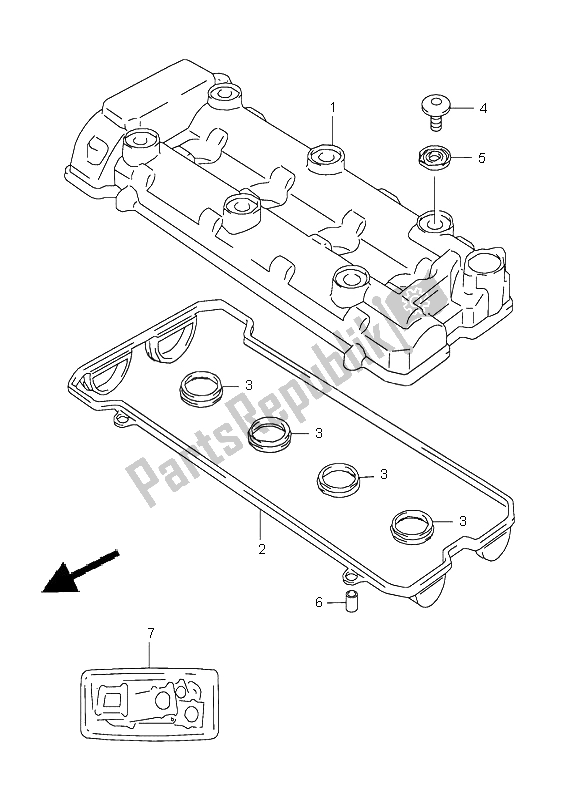 Alle onderdelen voor de Kleppendeksel van de Suzuki GSX R 600 1998