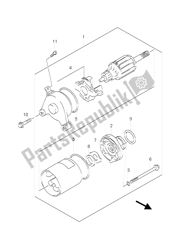 All parts for the Starting Motor of the Suzuki GZ 125 Marauder 2006