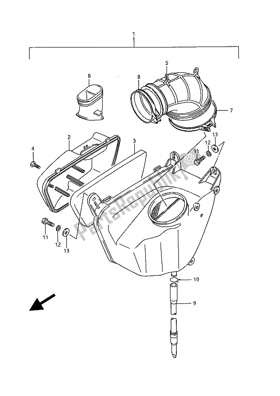 Alle onderdelen voor de Luchtfilter (achter) van de Suzuki VS 1400 Glpf Intruder 1994