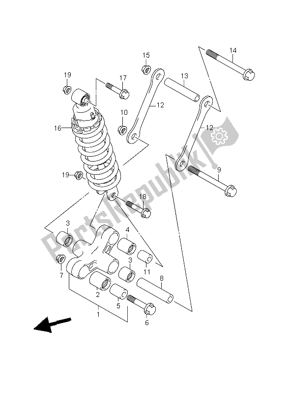 All parts for the Rear Cushion Lever of the Suzuki VL 800C Volusia 2008