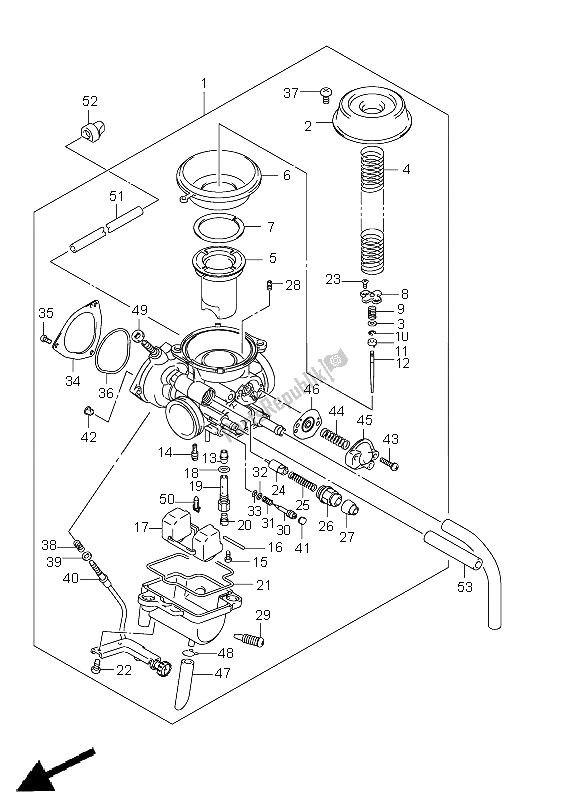 Todas las partes para Carburador (lt-f250 E24) de Suzuki LT F 250 Ozark 2012